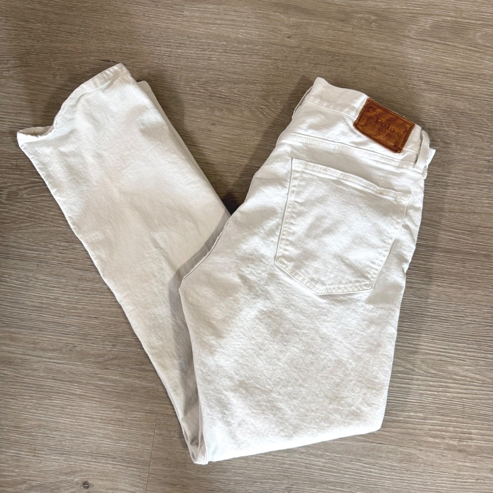 Polo Ralph Lauren Hampton Straight Jeans Mens 32x30 White Denim Stretch - Picture 1 of 8